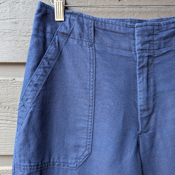 GAP Navy Blue Wide Leg Utility Uniform Pants Size 4 Regular Linen Cotton - Picture 2 of 9